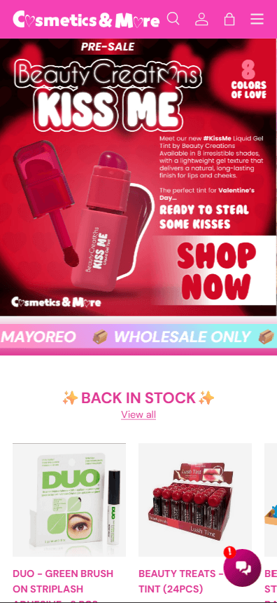 Cosmetics and More Mobile View